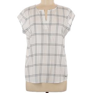 Ivanka Trump Checkered Black and White Short Sleeve Blouse size Small